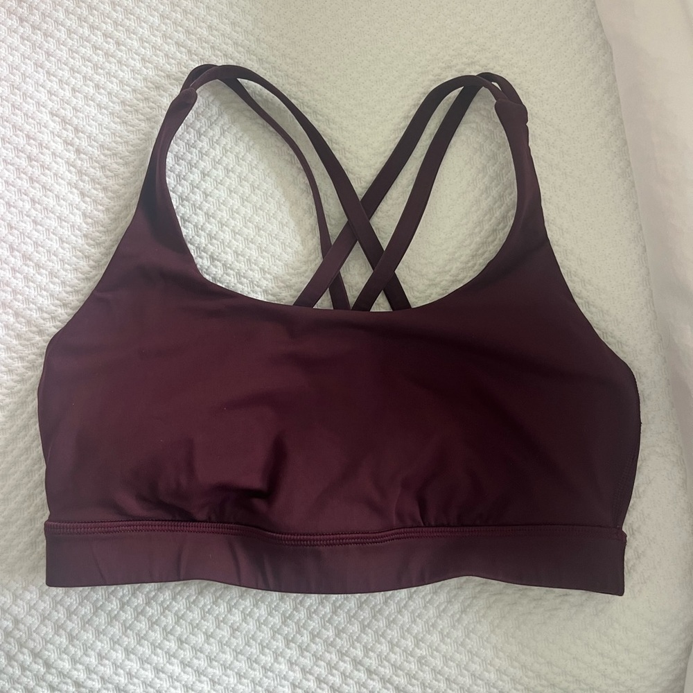 Lululemon Burgundy Energy Bra Medium Support